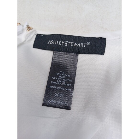 Ashley Stewart White Sleeveless Tie Waist Pleated Wide Leg Jumpsuit 20W Chiffon - Picture 9 of 11